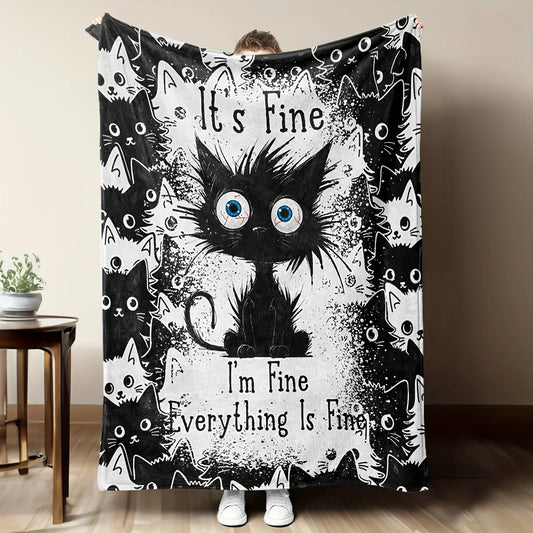 Black Cat Plush Throw Blanket &nbsp;Cozy Flannel Soft Blanket for Couch, Bed &amp; Home Decor