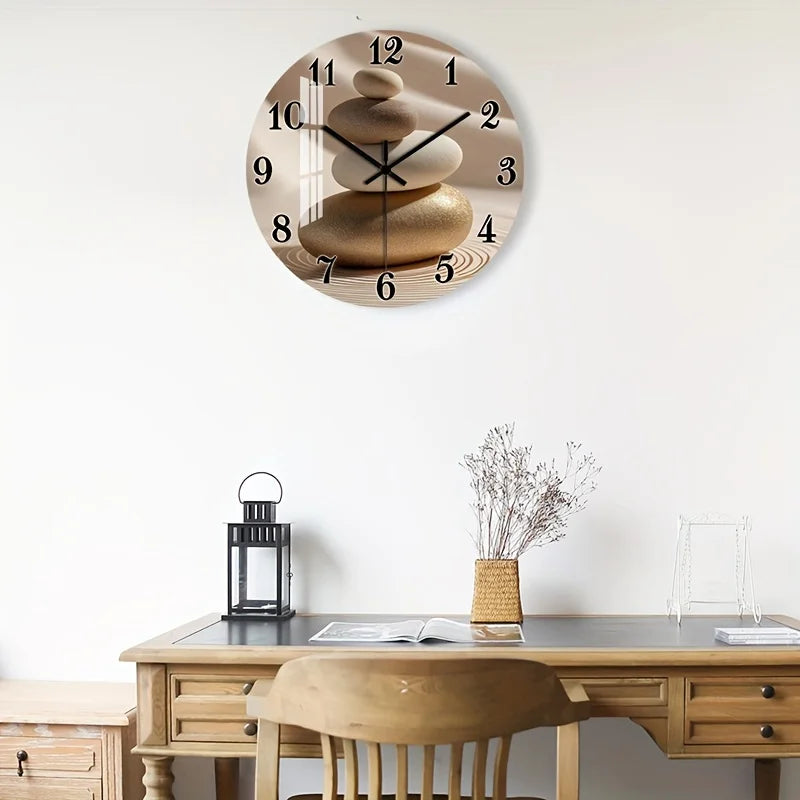 Modern Geometric Wall Clock – Wood-Look Design & Silent Style
