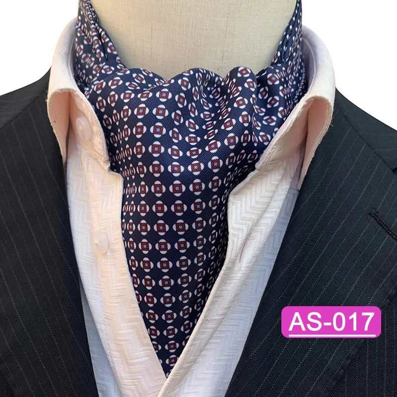 Luxury Men’s Ascot Tie & Pocket Square Set for Weddings, Business & Formal Wear