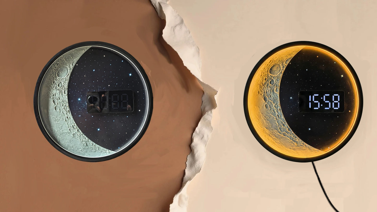 Luna Glow Moon Phase LED Digital Wall Clock