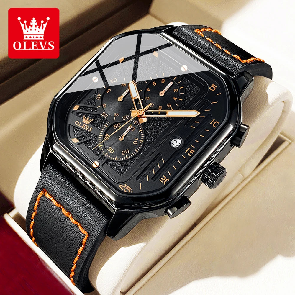 Men’s Square Sports Watch – Bold Black Dial & Modern Statement Design