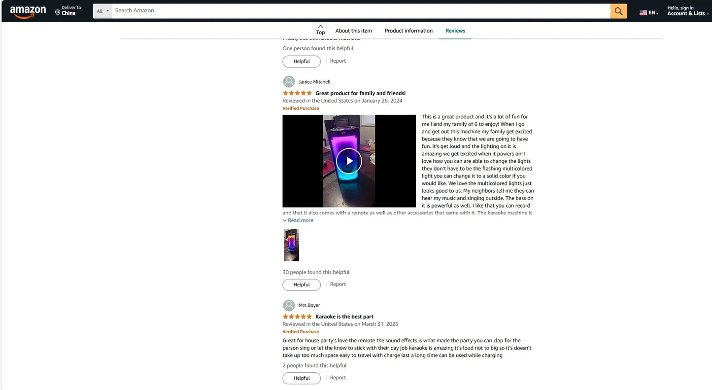 Portable Wireless Bluetooth Karaoke Speaker with 2 Microphones, RGB Lights & Deep Bass Sound System