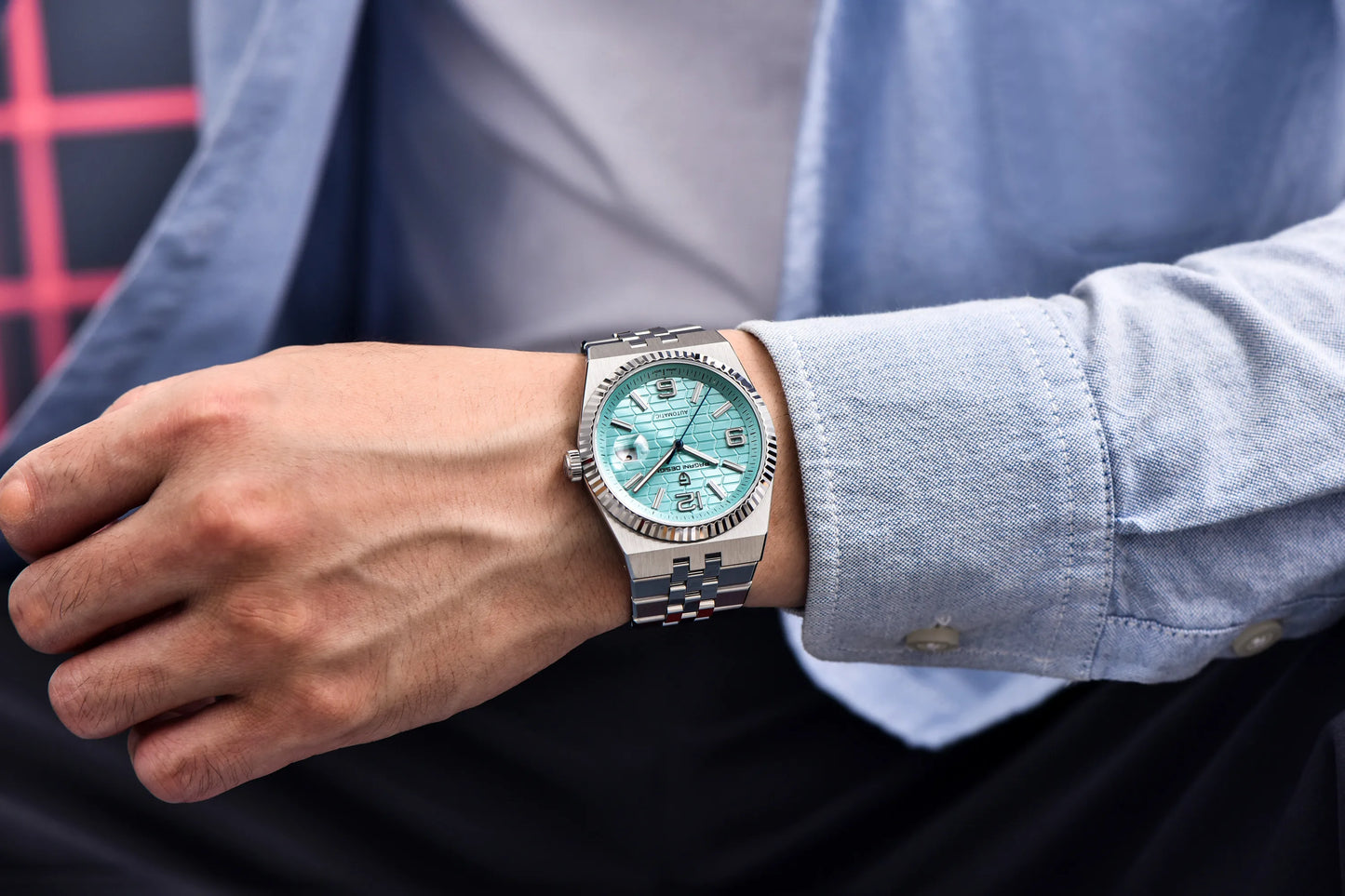 PAGANI DESIGN Men’s Automatic Luxury Watch,  Sapphire Crystal Stainless Steel Waterproof Mechanical Wristwatch with 3D Rhombus Dial