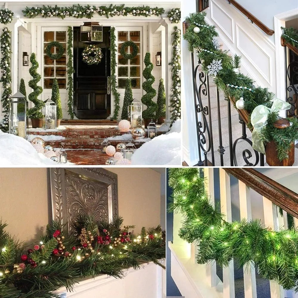 Christmas Garland Decoration, 32.8 Foot Artificial Pine Garland Holiday Decor for Outdoor Indoor Green Greenery Fireplaces Holid