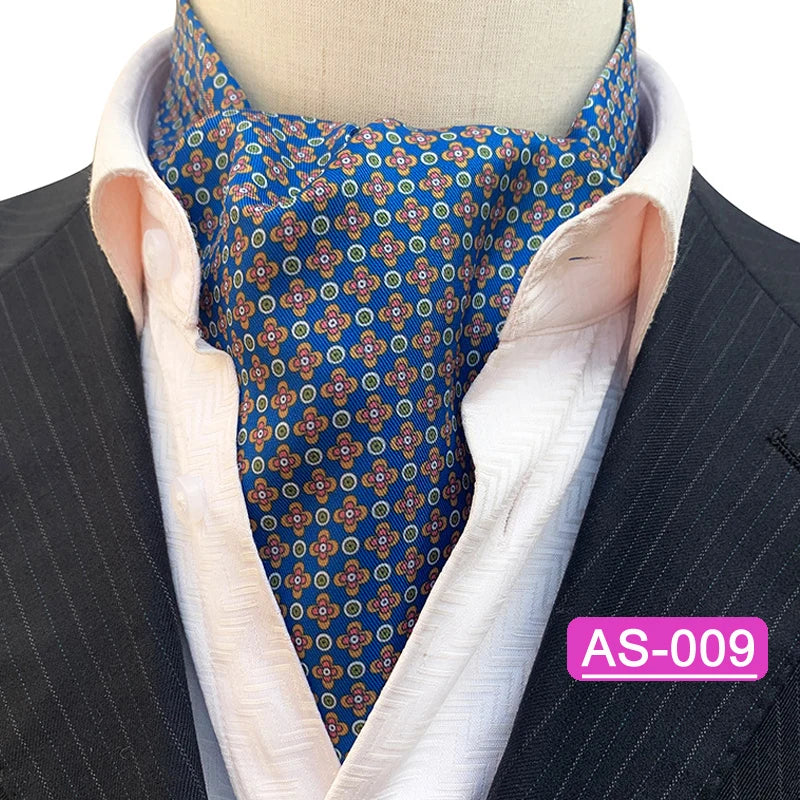 Luxury Men’s Ascot Tie & Pocket Square Set for Weddings, Business & Formal Wear