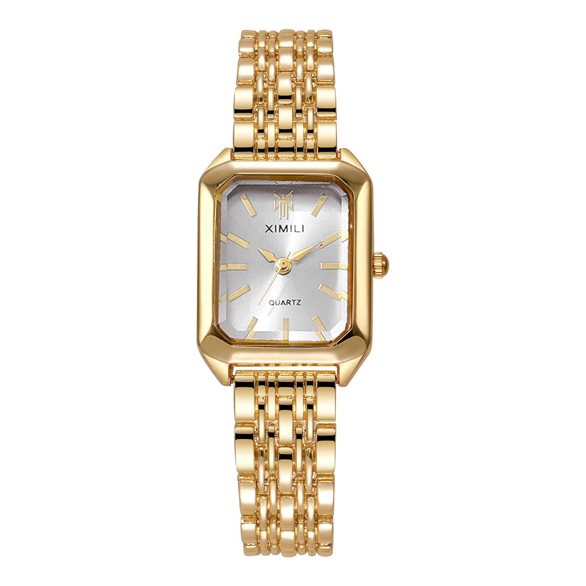 Elegant Women’s Rectangular Quartz Watch. Stainless Steel Bracelet Fashion Timepiece