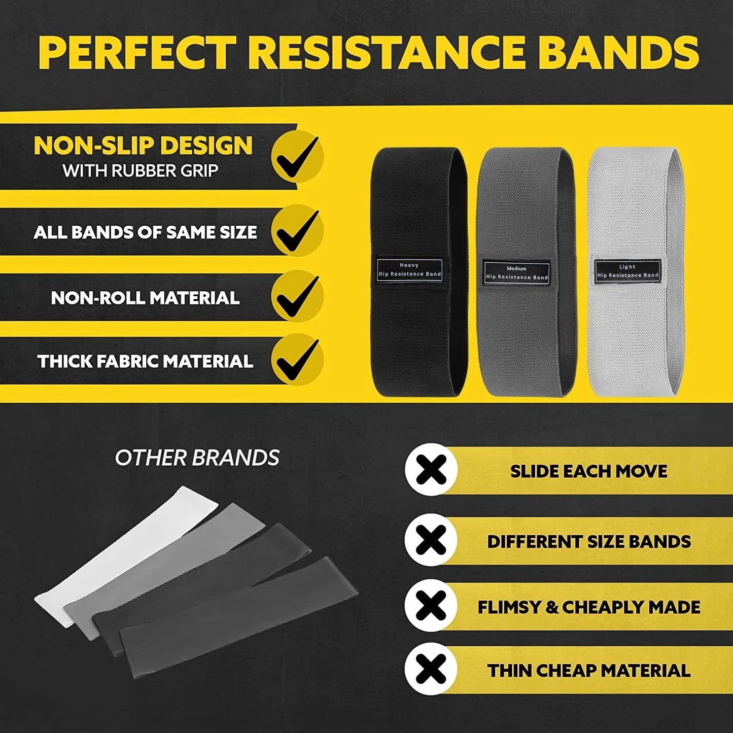 Premium Fabric Resistance Bands Set for Glute, Hip & Leg Workouts