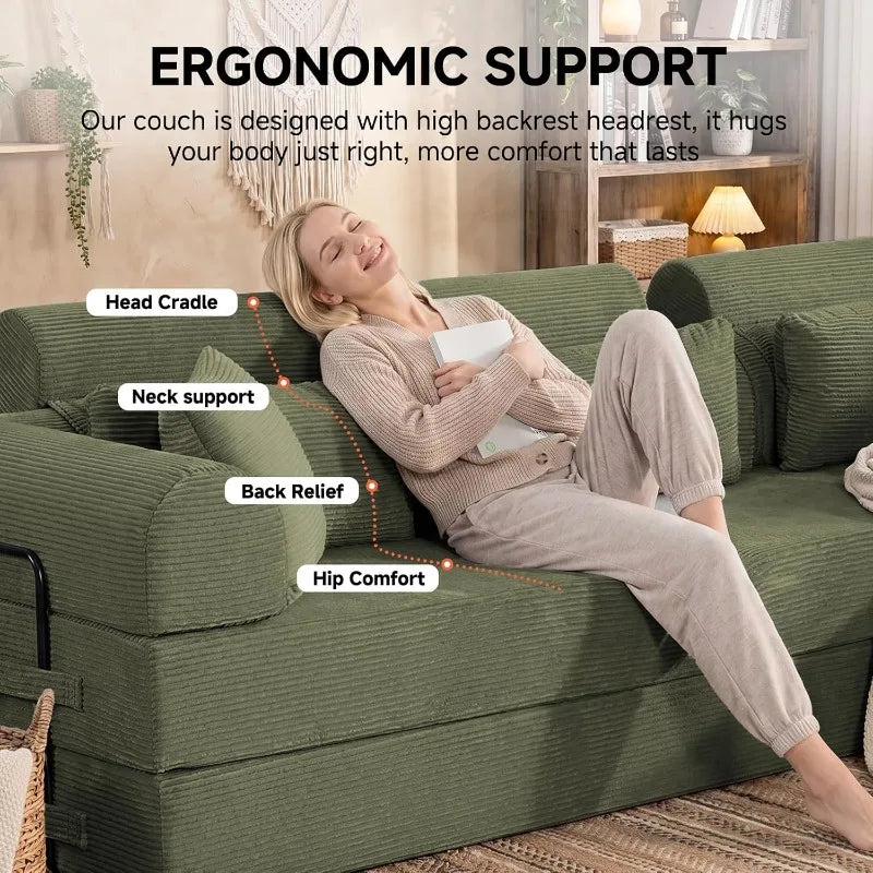 78.8-Inch Convertible Futon Sofa Bed with High Back