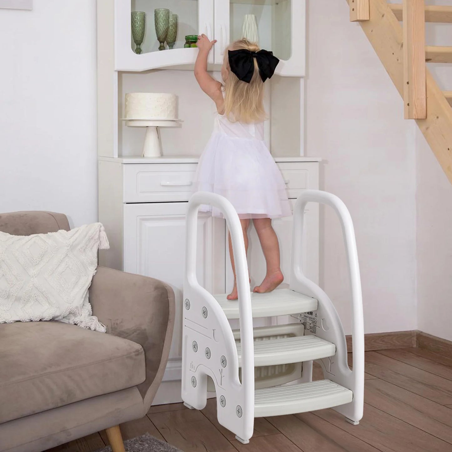 Toddler Step Stool With Handles On Sides Plastic 3 Step
