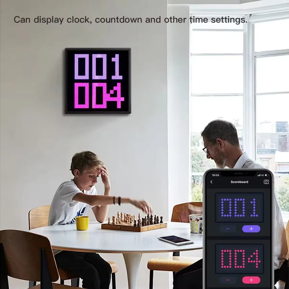 16x16 Smart LED Pixel Display Matrix .Bluetooth App-Controlled Digital Art & Night Light