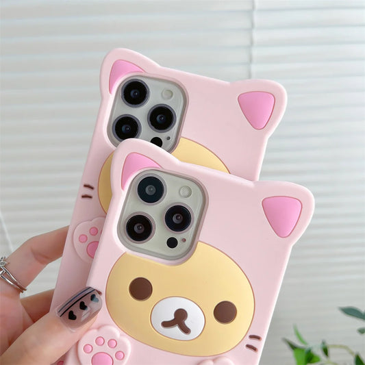 Cute Rilakkuma Bear Phone Case for iPhone Samsung