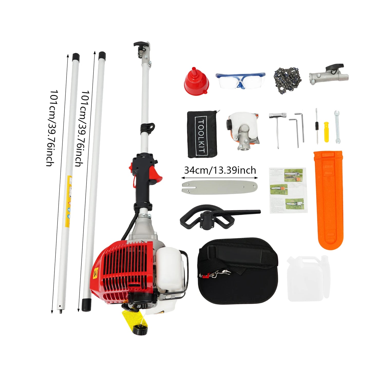 16-Foot Reach Gas Pole Saw & Chainsaw.43cc 2-Cycle Tree Trimmer for Branch Cutting and Yard Maintenance