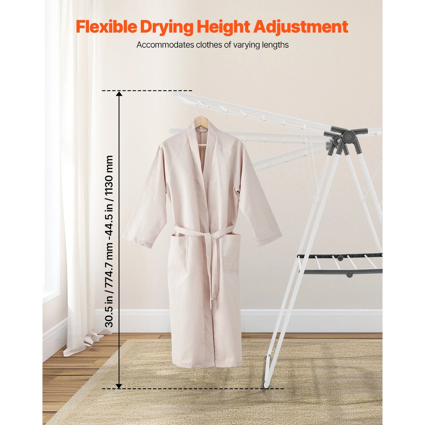 Foldable Clothes Drying Rack. Freestanding Laundry Drying Stand for Indoor & Outdoor Clothes Air Drying