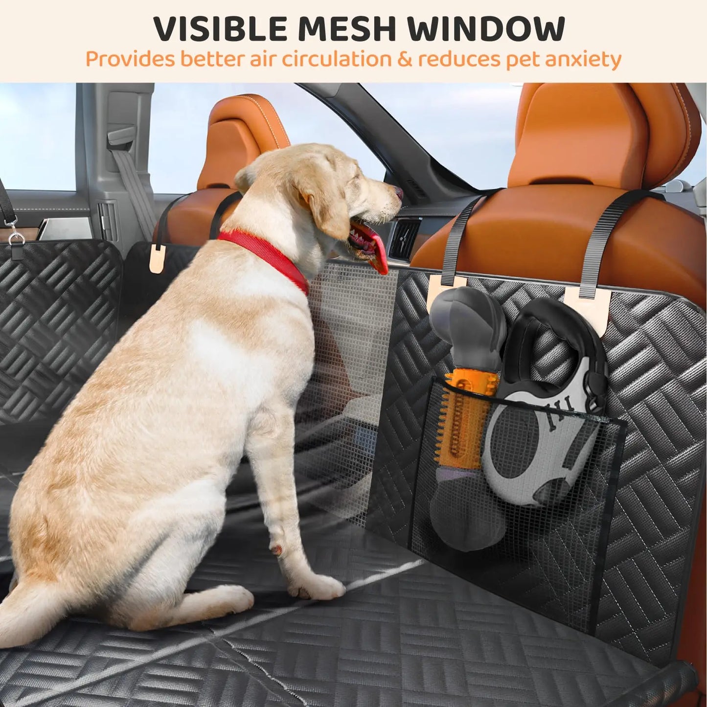 Premium Hard Bottom Dog Car Seat Extender & Waterproof Rear Seat Protector