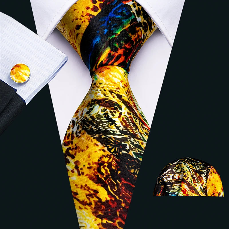 Luxury Designer Silk Tie Set for Men,  Necktie, Pocket Square & Cufflinks for Weddings, Business & Formal Events