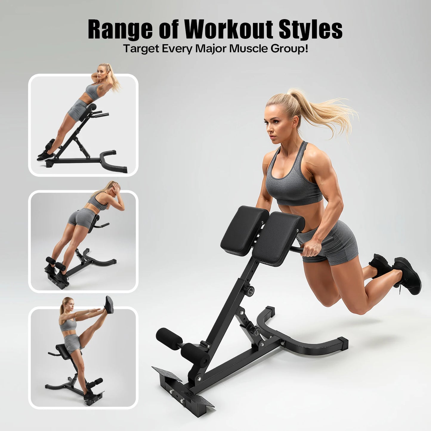 Adjustable Roman Chair Back Extension Machine for Core & Lower Back Training