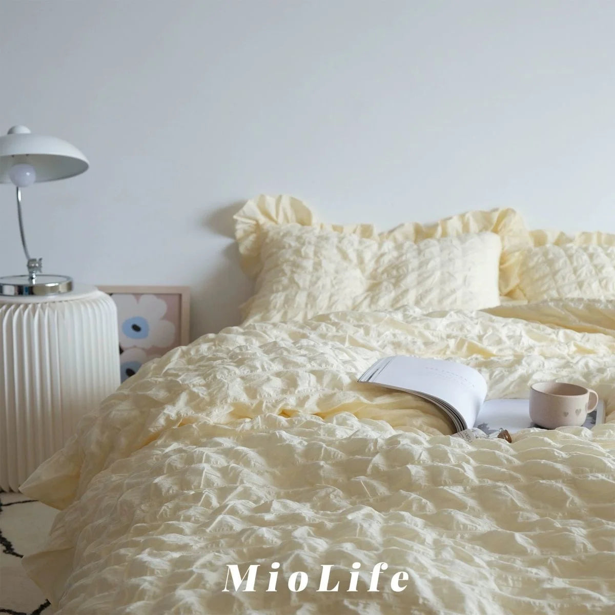 Romantic Ruffled Solid Color Bedding Set
