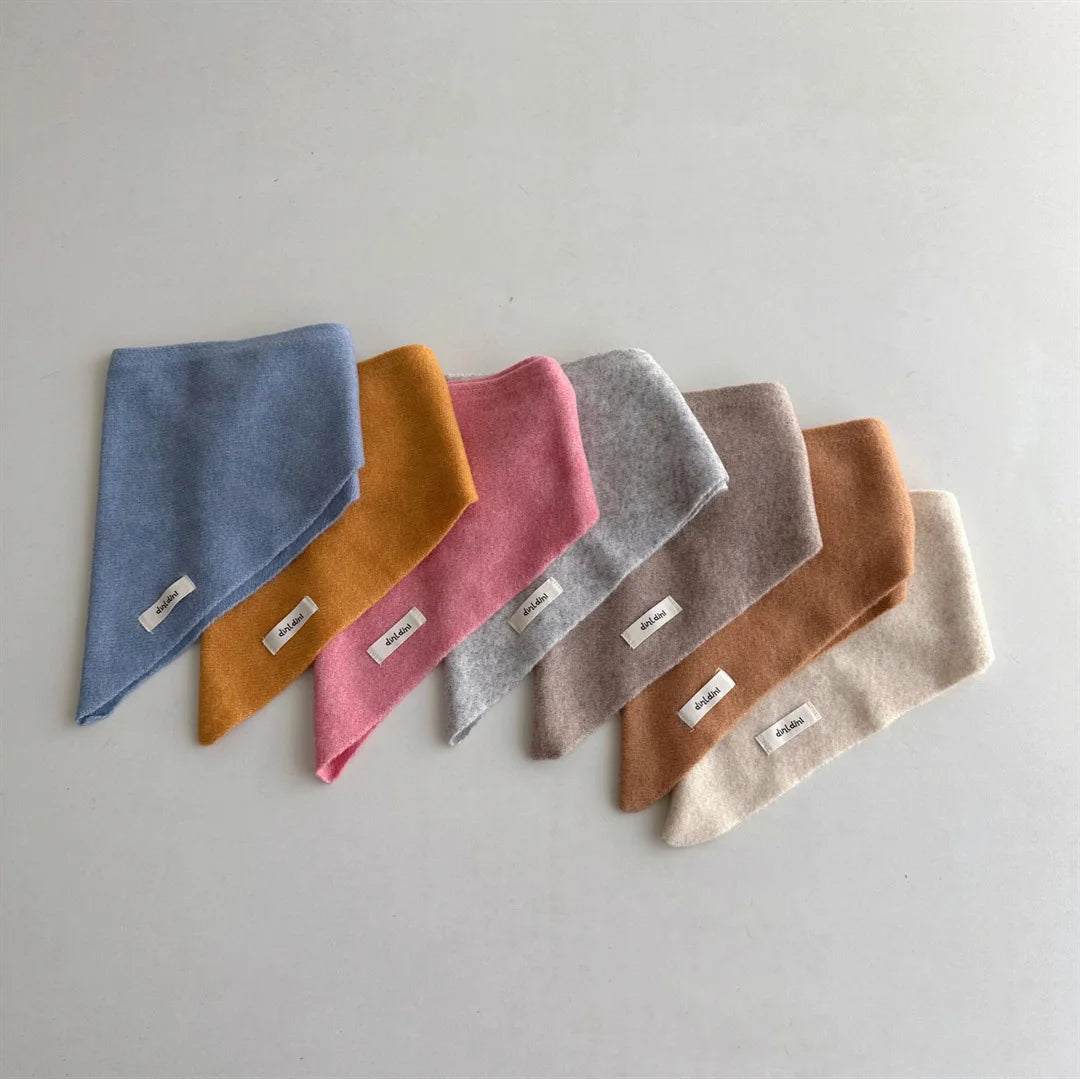 Winter Children's Triangle Scarf Wool Solid Scarf Baby Girls Soft Shawl Kids Collar Warm Neckerchief Boys Drool Saliva Towels