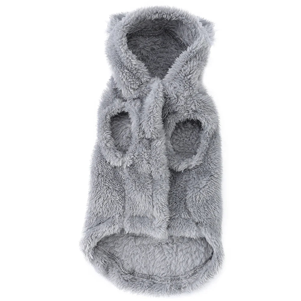 Cute Bear Ear Hooded Pet Sweater. Warm Fleece Puppy & Cat Winter Hoodie