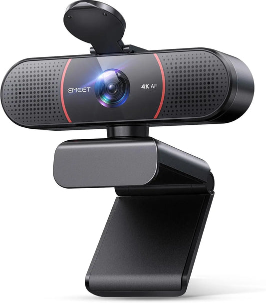 4K UHD Webcam with Auto Focus, Dual Microphones, Light Correction & Privacy Cover for Video Conferencing, Streaming & Remote Work