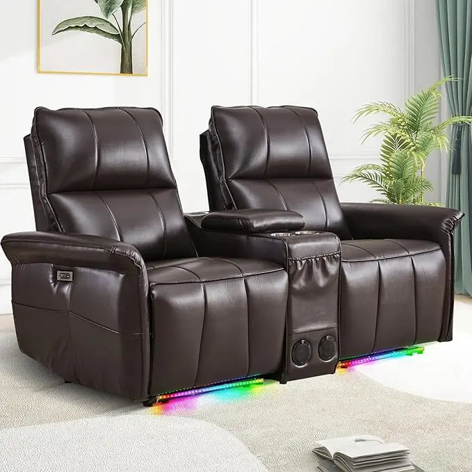 Power Reclining Loveseat Sofa Wall Hugger Recliners RV Sofa Theater Seating Electric Double Recliner with Cup Holders, 72