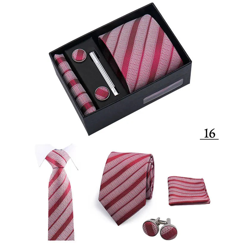 Tie Men With Box Top Quality Business Ties Hanky Cufflink Set Clips Green Necktie Corbatas For Men Wedding In Gift Box Gravatas