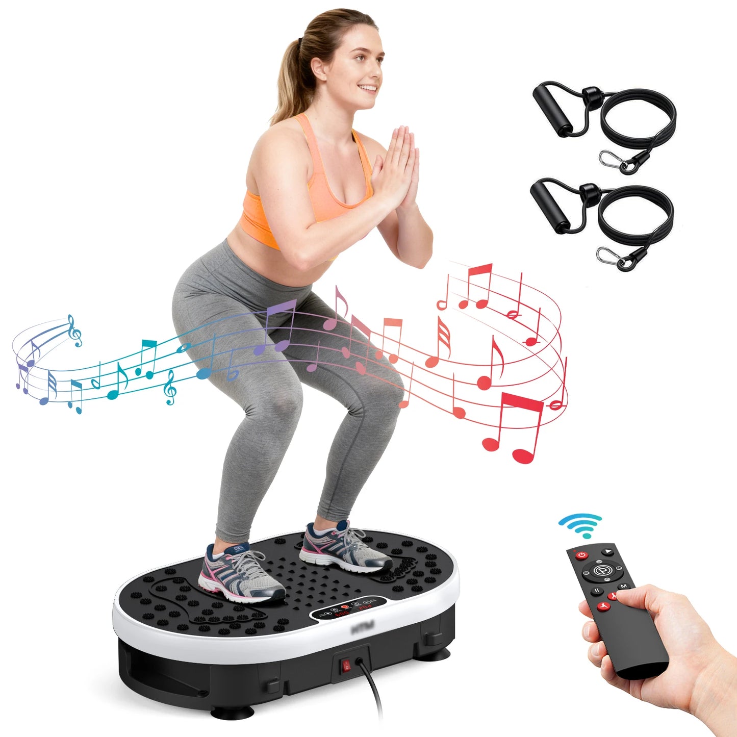 Magnetic Vibration Plate Exercise Machine. 120 Level Full Body Fitness Trainer with Resistance Bands