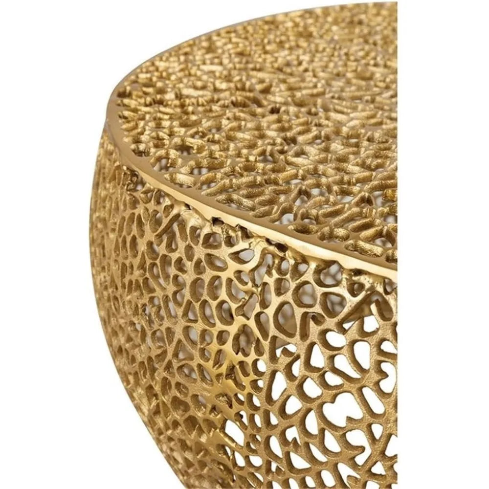 Round Coffee Table Made with Aluminum in Gold Color