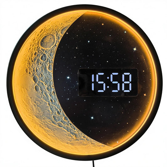 Luna Glow Moon Phase LED Digital Wall Clock