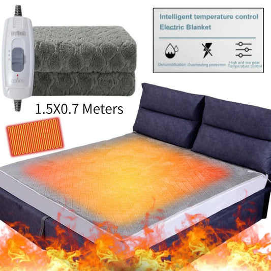 1.5x0.7M 220V Electric Blanket Woolen Thicker Heater Heated Mattress Thermostat Travel Heating Mat Winter Body Warmer For RV SUV