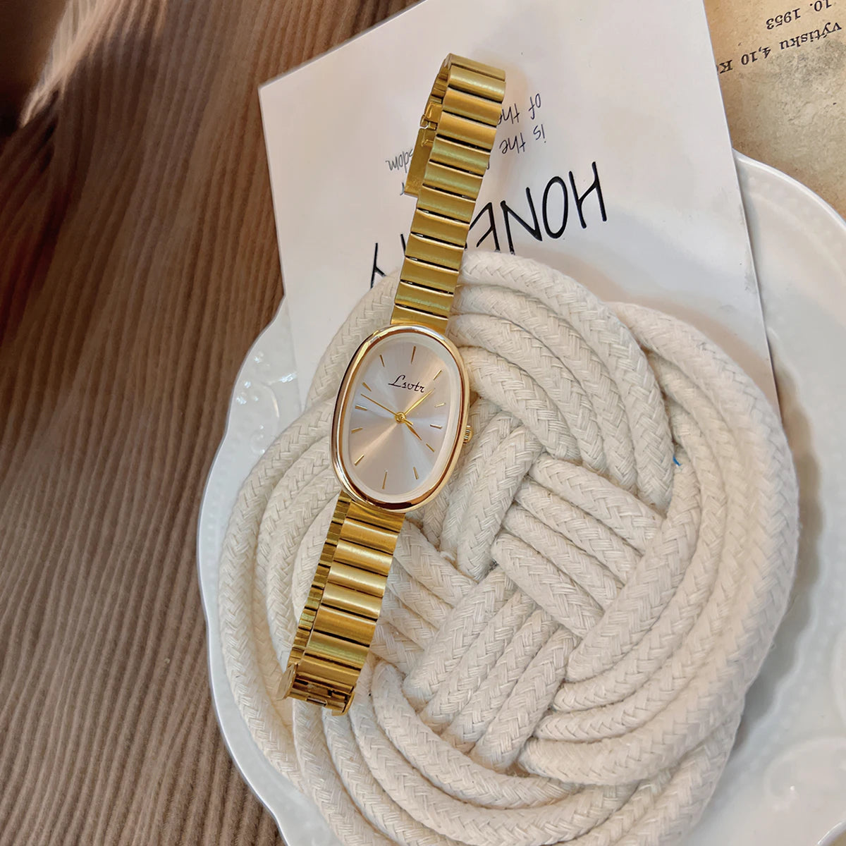 Elegant Gold Tone Women’s Bracelet Watch Minimalist Fashion Timepiece