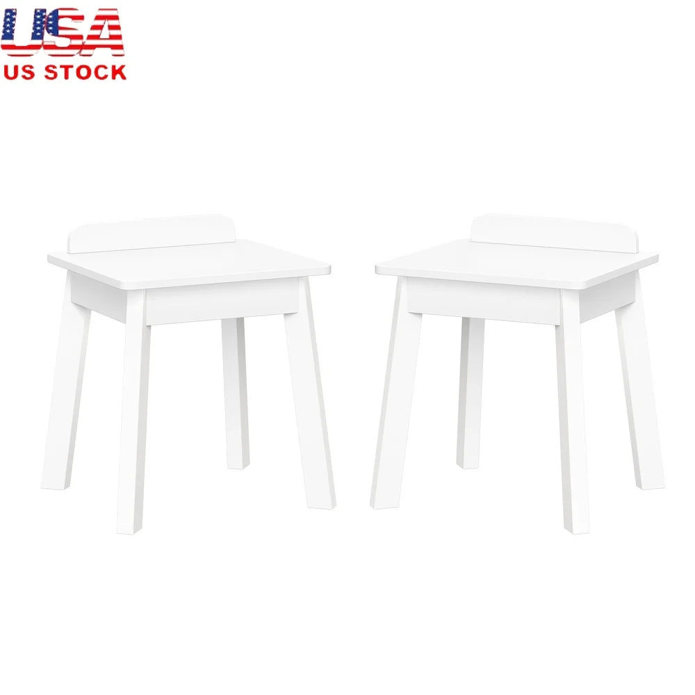Kids 2pc Chair Set Sturdy Child Stools Playroom Nursery Indoor Use Durable MDF Construction Lightweight Easy to Move