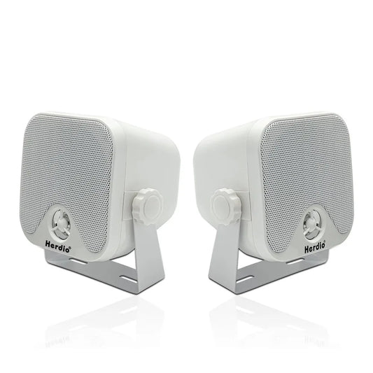 Herdio 4 Inch Heavy Duty Waterproof Boat Marine Box Outdoor Speakers Surface Mounted For Skid Steer ATV UTV RZR Golf Cart 2Pcs