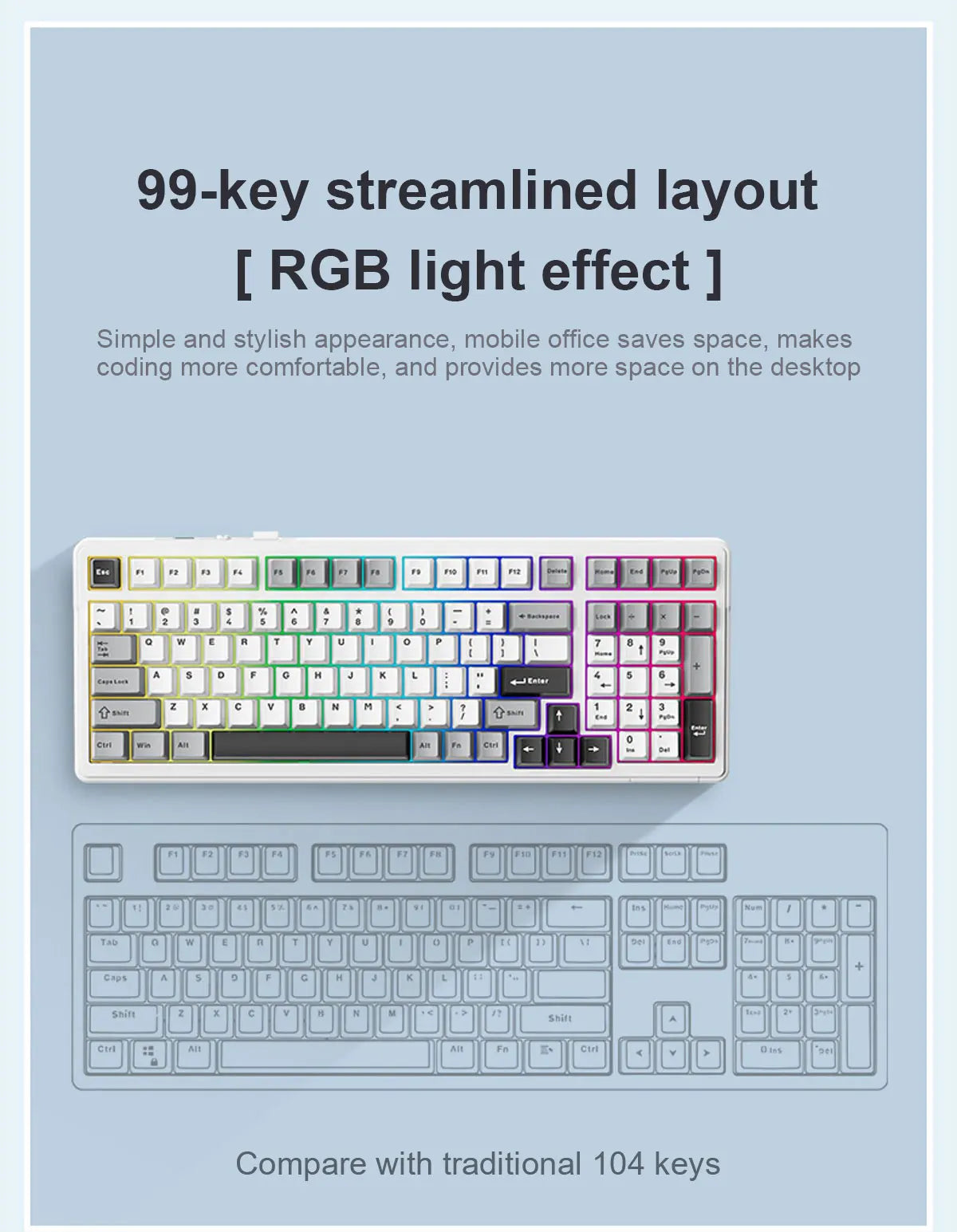 AULA F99 Wireless Mechanical Keyboard .Tri-Mode RGB Hot-Swappable Gaming Keyboard