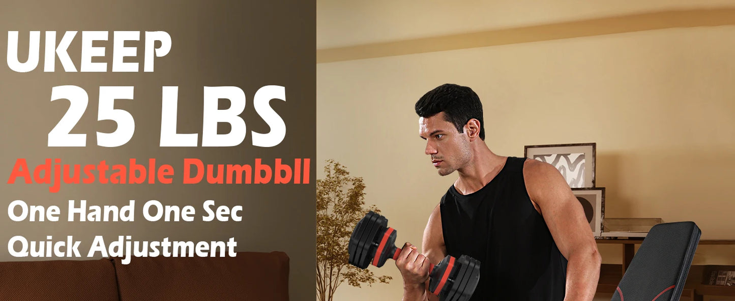 Adjustable Dumbbell Set 5LB–25LB Pair for Home Gym Strength Training