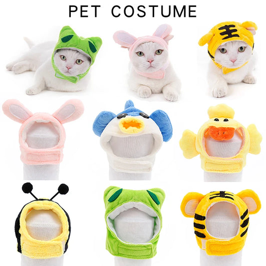 New Pet Cat Cap Dog Headgear Funny Bear Ears Hat Warm Short Plush Ears Pet Supplies Party Christmas Cosplay Small Pet Accessorie
