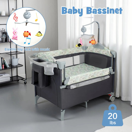 Baby Bassinet Bedside Sleeper & Portable Play Yard with Changing Station