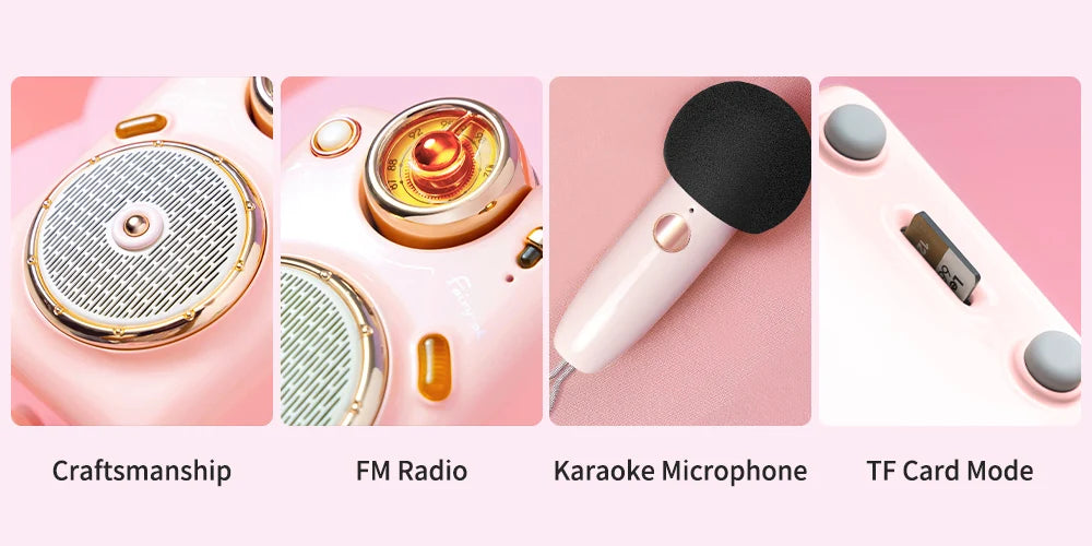 Divoom Fairy-OK Portable Bluetooth Karaoke Speaker with Wireless Microphone | Retro Mini Speaker | Rechargeable Music System