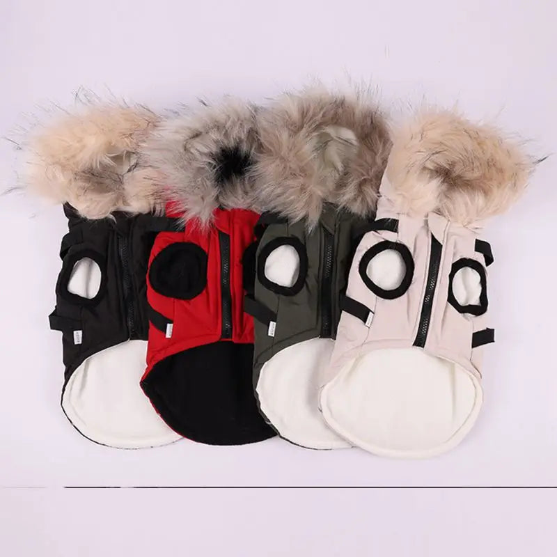 Luxury Hooded Pet Winter Jacket with Built-In Harness