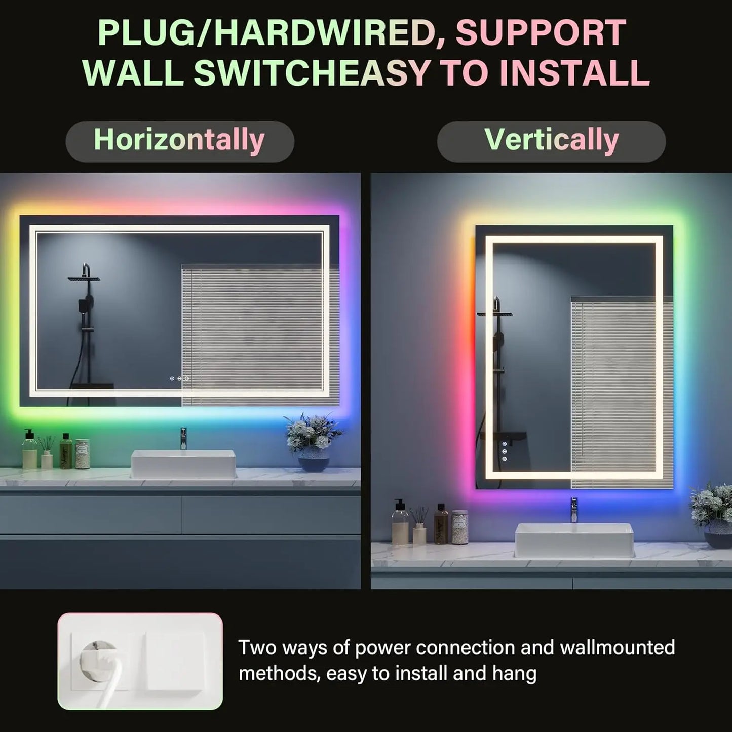 Led Bathroom Mirror With RGB Function And Double Lights