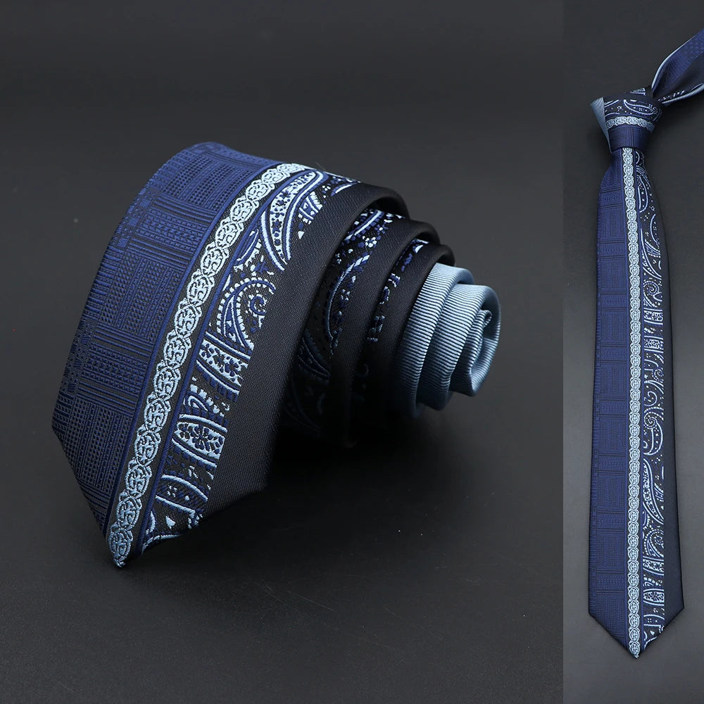 Men’s Skinny Floral Paisley Tie. Modern Wedding and Business Necktie