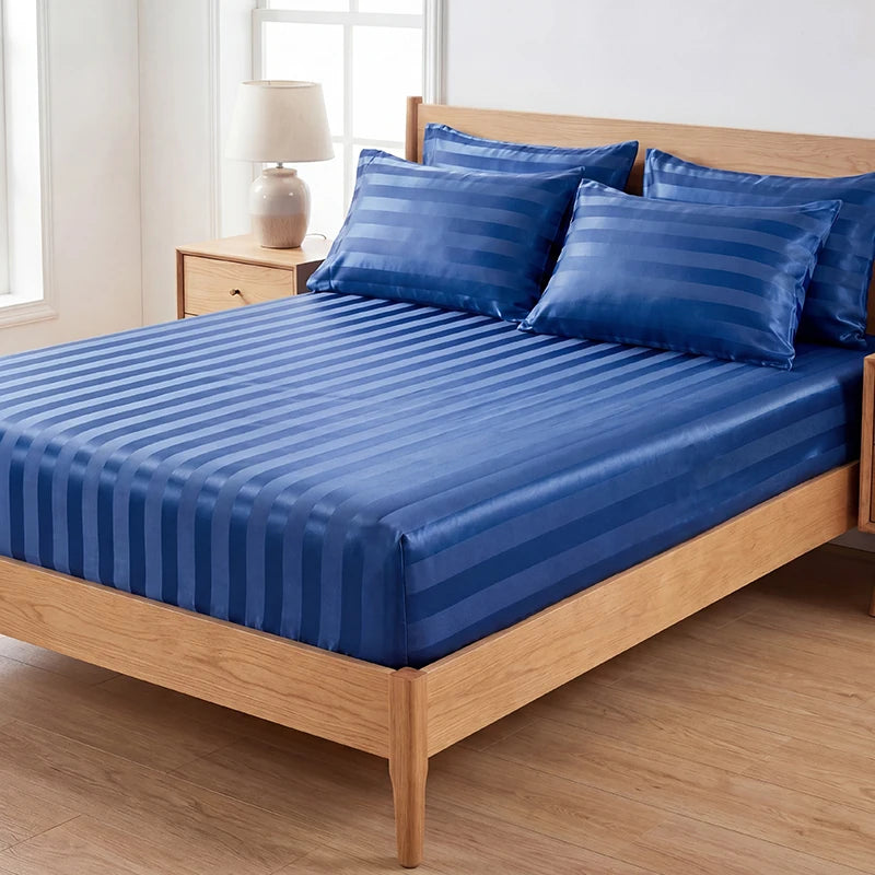 Luxury Satin Jacquard Fitted Sheet & Pillowcase Set