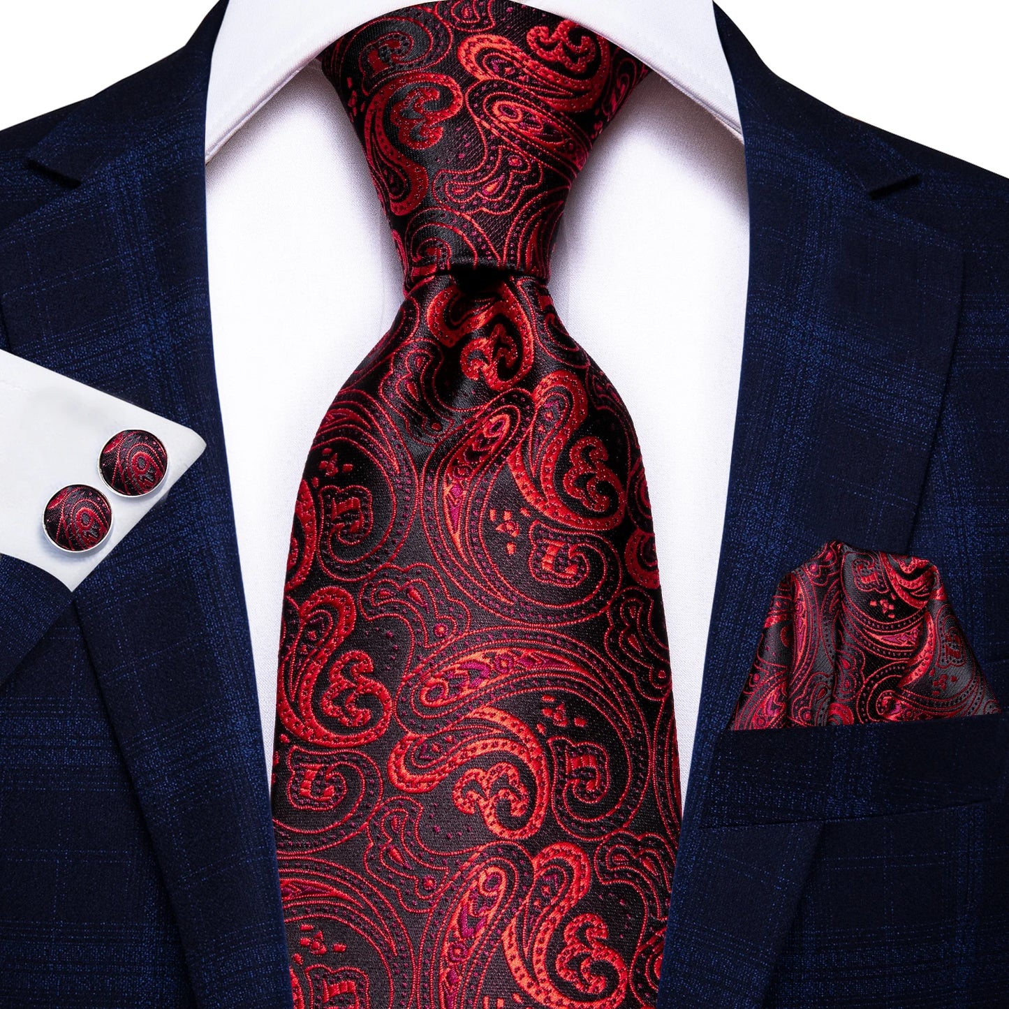 Luxury Paisley Silk Men’s Necktie .Formal Business Wedding Tie Set