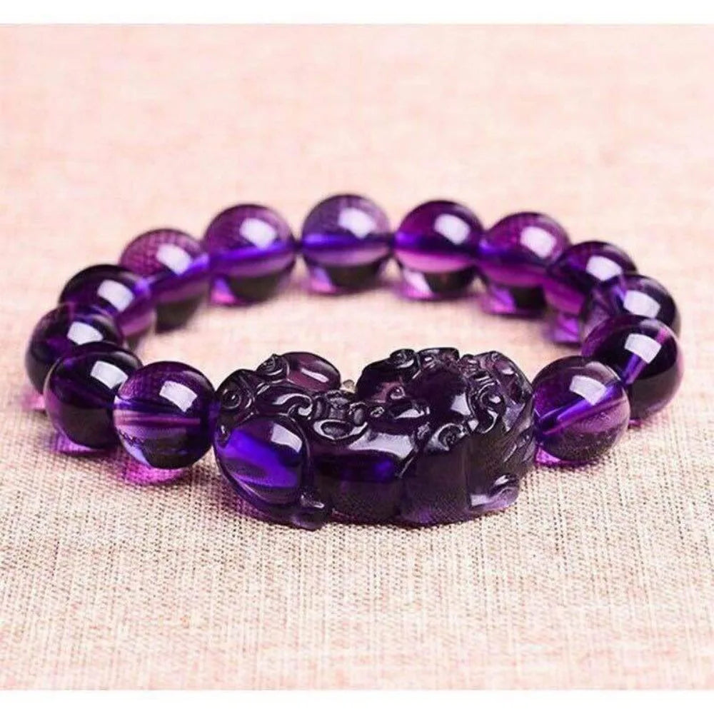 Black Obsidian Style Pixiu Beaded Bracelet
