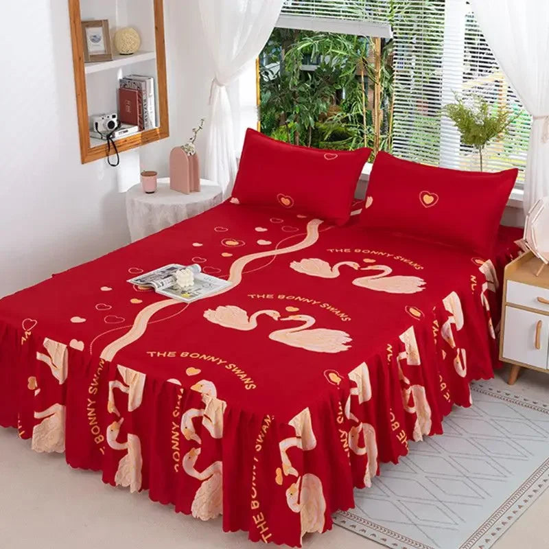 Bedroom Flat Sheets Bed Printed Fashion Modern Queen King Size Washed Cotton Comfortable Bedding Mattress Cover Bedspread New