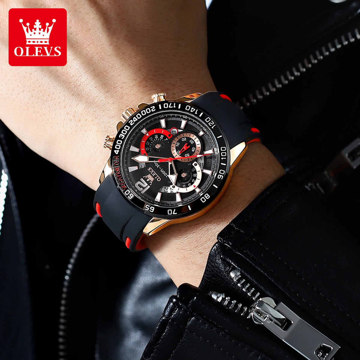 Men’s Luxury Quartz Chronograph Watch – Silicone Strap Sports Design
