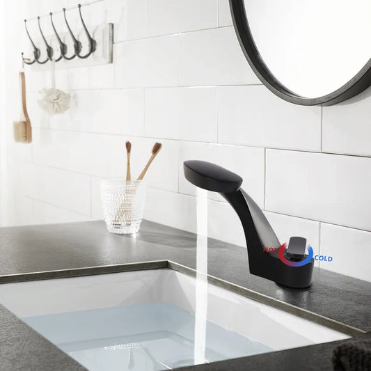 Modern Arc-Shaped Faucet Sink Faucet Bathroom Kitchen Faucet  Single Handle Black