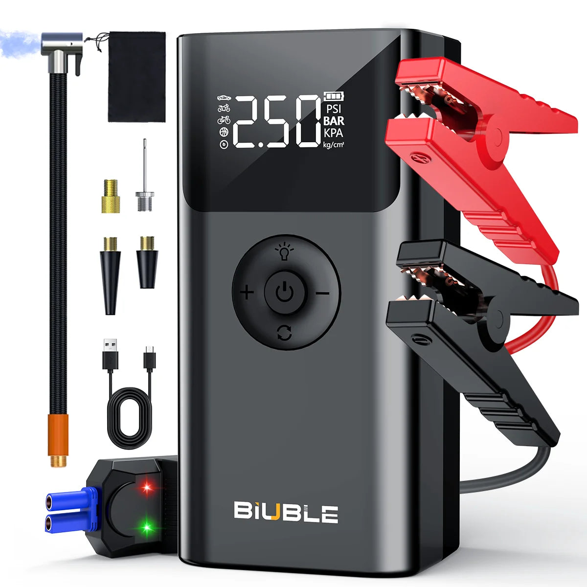 Portable Car Jump Starter with Air Compressor LCD Display 21800mAh Battery Pack