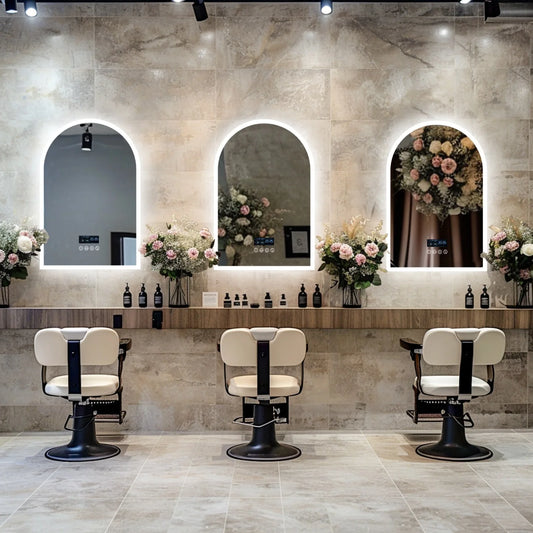 Arched LED Bathroom Mirror With Bluetooth Display Date Time