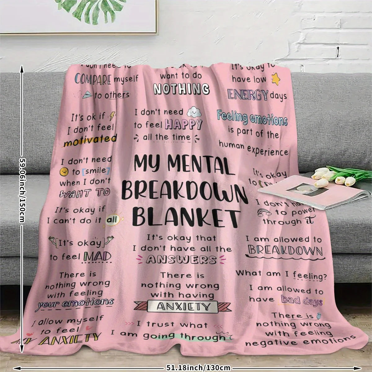 Funny Mental Breakdown Flannel Throw Blanket – Soft Cozy Knitted Style Blanket